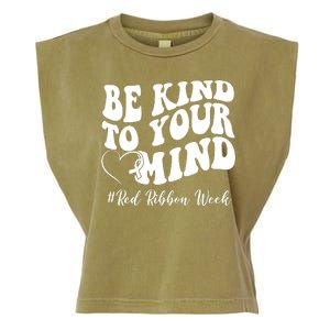 Be Kind To Your Mind Red Ribbon Week Groovy Garment-Dyed Women's Muscle Tee