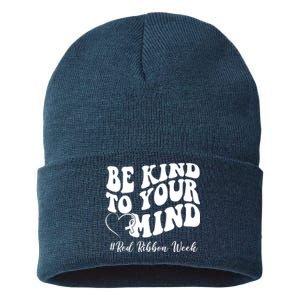 Be Kind To Your Mind Red Ribbon Week Groovy Sustainable Knit Beanie