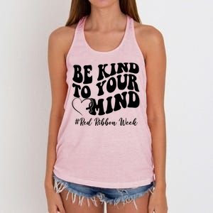 Be Kind To Your Mind Red Ribbon Week Groovy Women's Knotted Racerback Tank