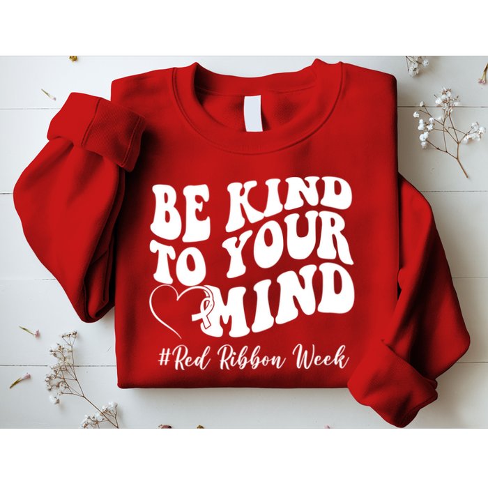Be Kind To Your Mind Red Ribbon Week Groovy Sweatshirt