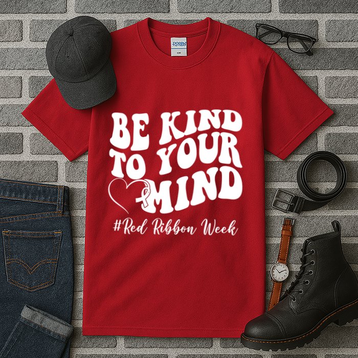 Be Kind To Your Mind Red Ribbon Week Groovy Tall T-Shirt