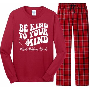 Be Kind To Your Mind Red Ribbon Week Groovy Long Sleeve Pajama Set