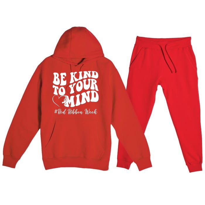 Be Kind To Your Mind Red Ribbon Week Groovy Premium Hooded Sweatsuit Set