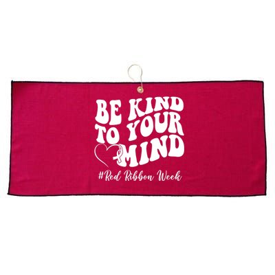 Be Kind To Your Mind Red Ribbon Week Groovy Large Microfiber Waffle Golf Towel