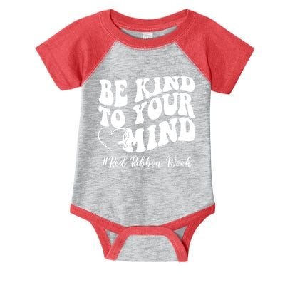 Be Kind To Your Mind Red Ribbon Week Groovy Infant Baby Jersey Bodysuit