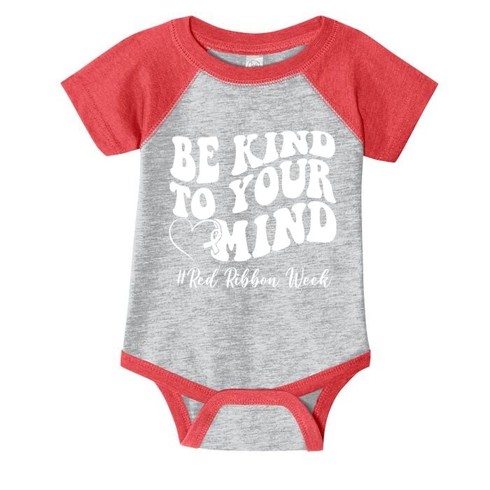 Be Kind To Your Mind Red Ribbon Week Groovy Infant Baby Jersey Bodysuit