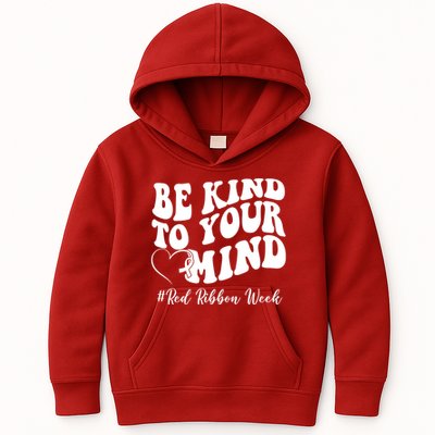 Be Kind To Your Mind Red Ribbon Week Groovy Kids Hoodie