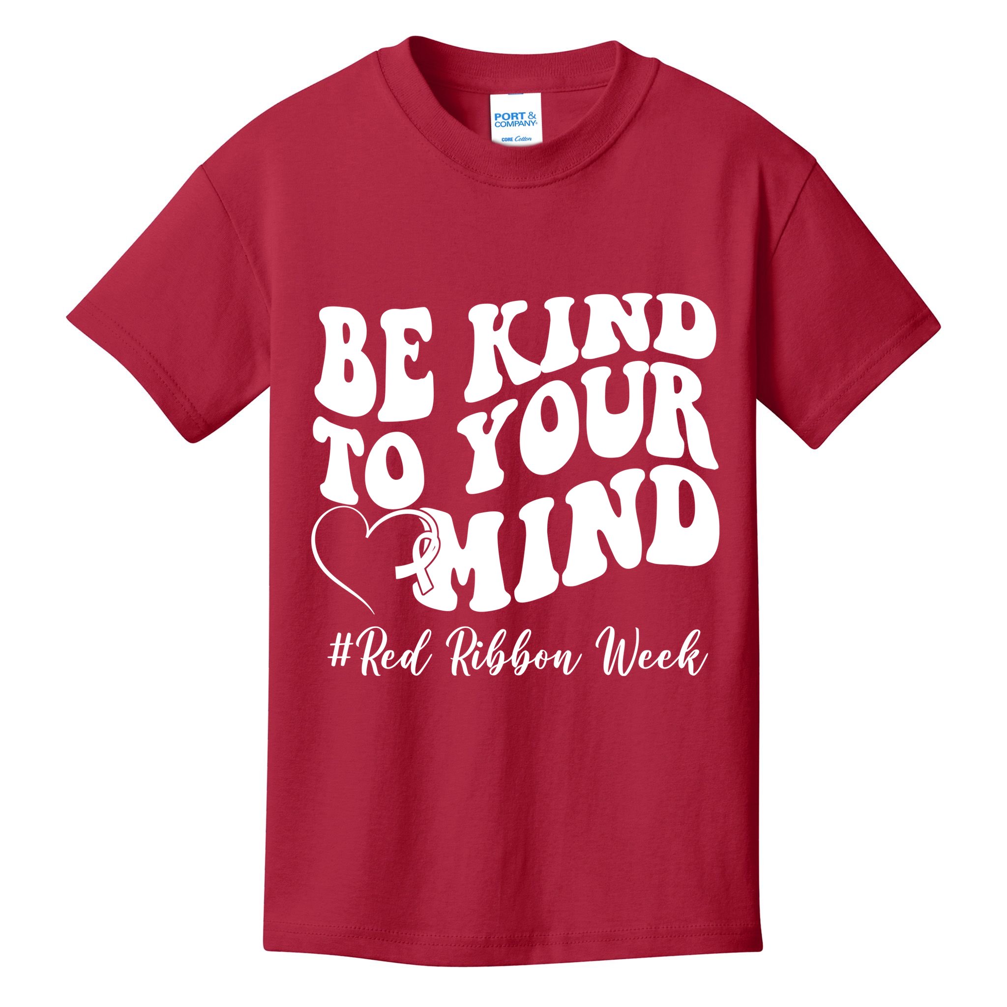 Be Kind To Your Mind Red Ribbon Week Groovy Kids T-Shirt