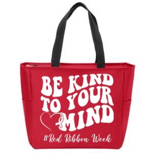 Be Kind To Your Mind Red Ribbon Week Groovy Zip Tote Bag