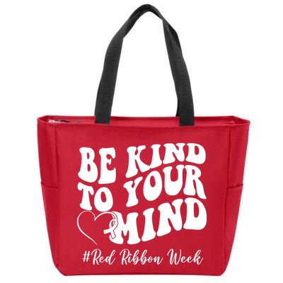 Be Kind To Your Mind Red Ribbon Week Groovy Zip Tote Bag