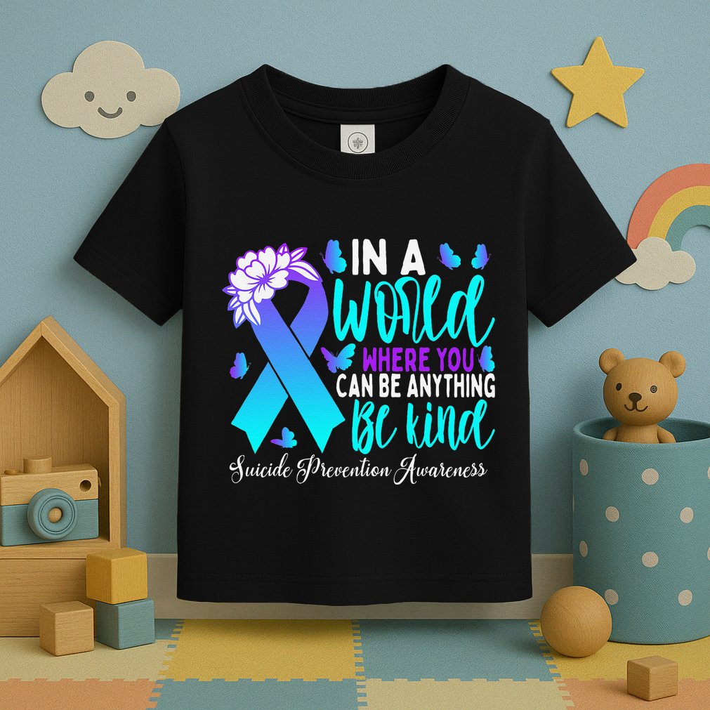 Be Kind Teal Purple Ribbon Suicide Prevention Awareness Toddler T-Shirt