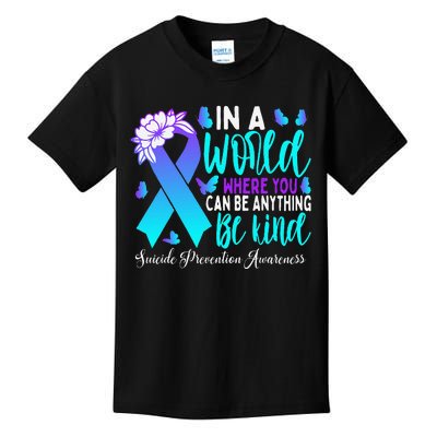 Be Kind Teal Purple Ribbon Suicide Prevention Awareness Kids T-Shirt