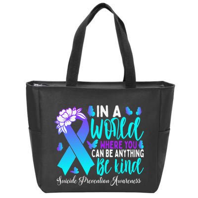 Be Kind Teal Purple Ribbon Suicide Prevention Awareness Zip Tote Bag