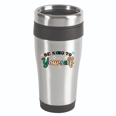 Be Kind To Yourself Positive Quote Colorful Floral 16oz Travel Tumbler