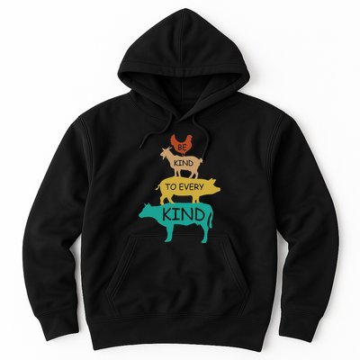 Be Kind To Every Kind Retro Vintage Funny Vegetarian Vegan Hoodie