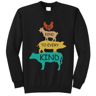 Be Kind To Every Kind Retro Vintage Funny Vegetarian Vegan Sweatshirt
