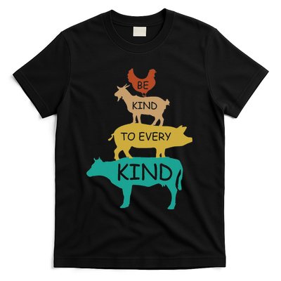 Be Kind To Every Kind Retro Vintage Funny Vegetarian Vegan T-Shirt