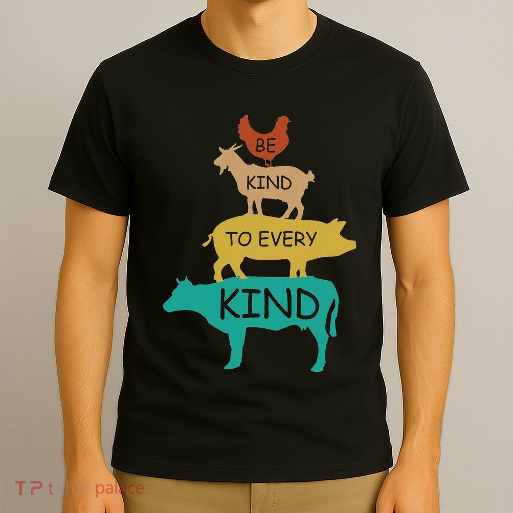 Be Kind To Every Kind Retro Vintage Funny Vegetarian Vegan T-Shirt