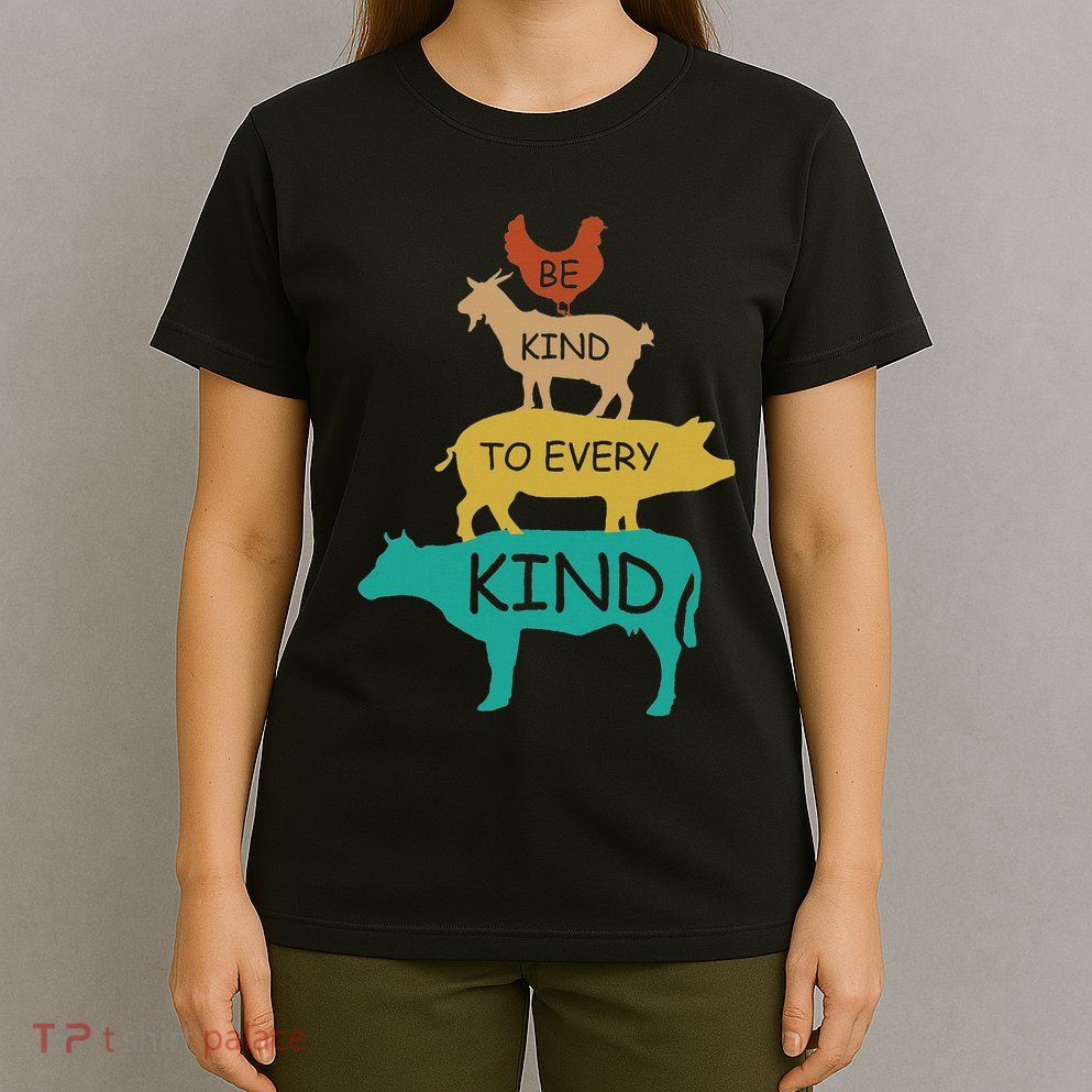 Be Kind To Every Kind Retro Vintage Funny Vegetarian Vegan T-Shirt