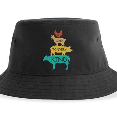 Be Kind To Every Kind Retro Vintage Funny Vegetarian Vegan Sustainable Bucket Hat