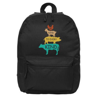Be Kind To Every Kind Retro Vintage Funny Vegetarian Vegan 16 in Basic Backpack