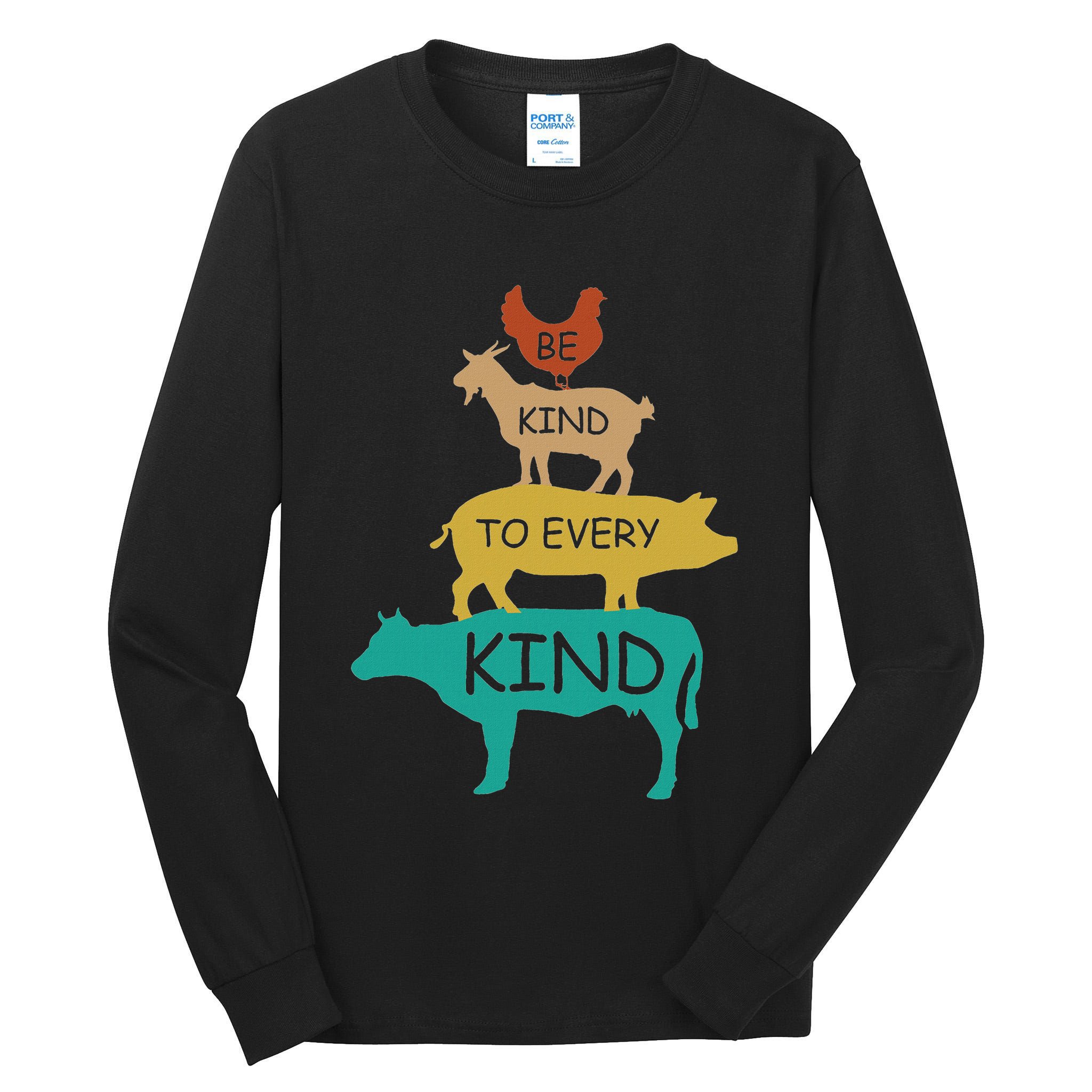 Be Kind To Every Kind Retro Vintage Funny Vegetarian Vegan Tall Long Sleeve T-Shirt