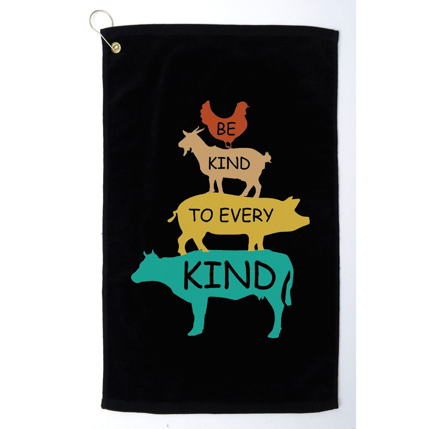 Be Kind To Every Kind Retro Vintage Funny Vegetarian Vegan Golf Towel