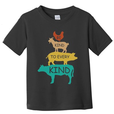Be Kind To Every Kind Retro Vintage Funny Vegetarian Vegan Toddler T-Shirt