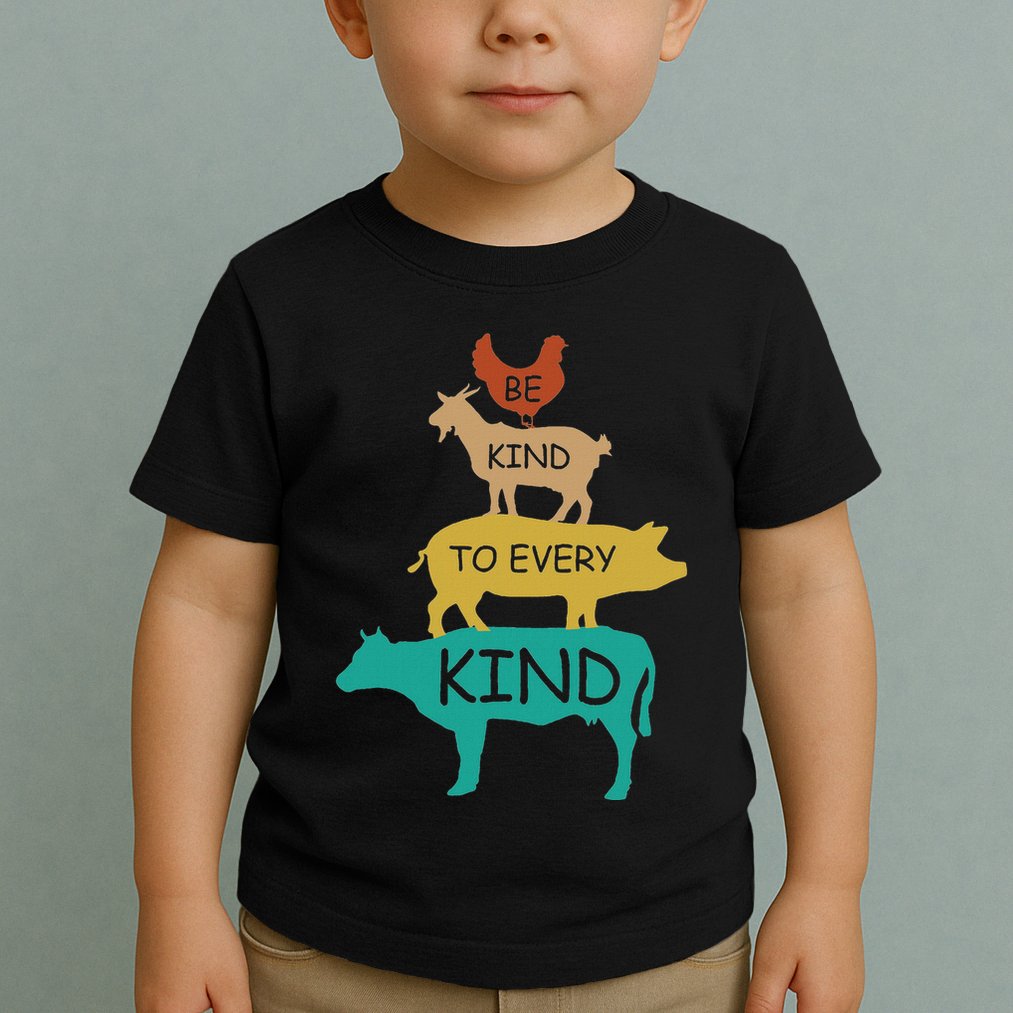 Be Kind To Every Kind Retro Vintage Funny Vegetarian Vegan Toddler T-Shirt