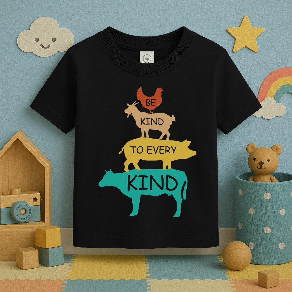 Be Kind To Every Kind Retro Vintage Funny Vegetarian Vegan Toddler T-Shirt
