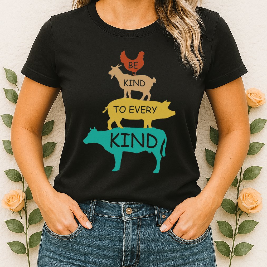 Be Kind To Every Kind Retro Vintage Funny Vegetarian Vegan Womens T-Shirt