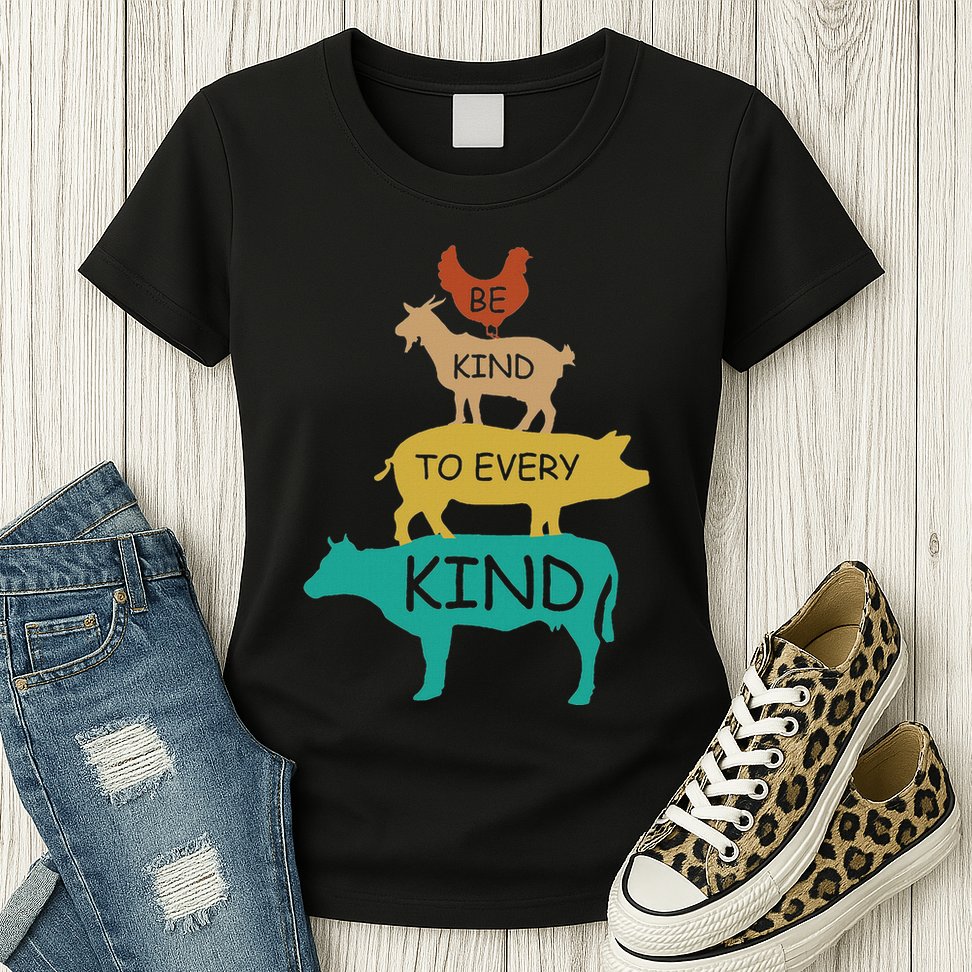 Be Kind To Every Kind Retro Vintage Funny Vegetarian Vegan Womens T-Shirt