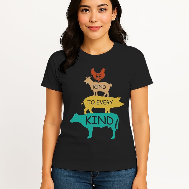 Be Kind To Every Kind Retro Vintage Funny Vegetarian Vegan Womens T-Shirt