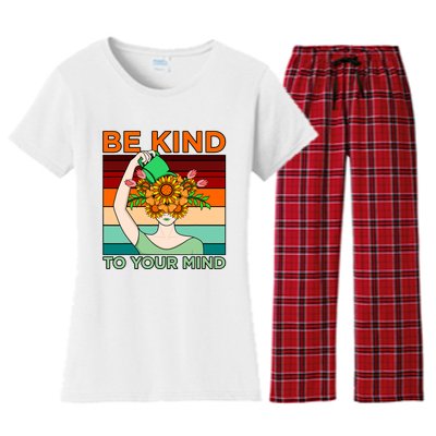 Be Kind To Mind Mental Health Awareness Supporter Graphic Women's Flannel Pajama Set