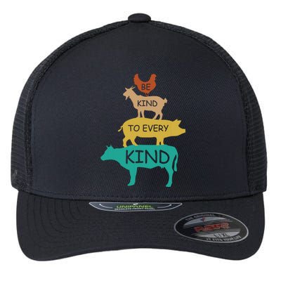 Be Kind To Every Kind Retro Vintage Funny Vegetarian Vegan Flexfit Unipanel Trucker Cap