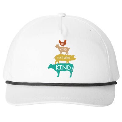 Be Kind To Every Kind Retro Vintage Funny Vegetarian Vegan Snapback Five-Panel Rope Hat