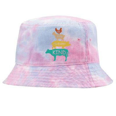 Be Kind To Every Kind Retro Vintage Funny Vegetarian Vegan Tie-Dyed Bucket Hat