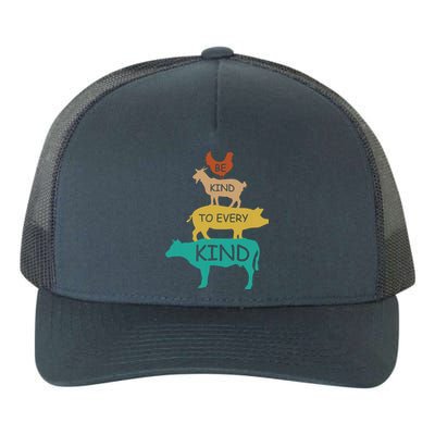 Be Kind To Every Kind Retro Vintage Funny Vegetarian Vegan Yupoong Adult 5-Panel Trucker Hat