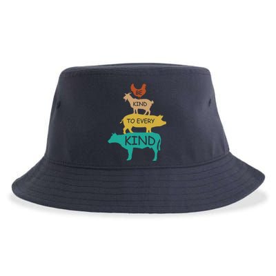 Be Kind To Every Kind Retro Vintage Funny Vegetarian Vegan Sustainable Bucket Hat