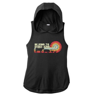 Be Kind To Every Kind Vegan Vegetarian Retro Tee Ladies PosiCharge Tri-Blend Wicking Draft Hoodie Tank