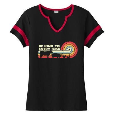 Be Kind To Every Kind Vegan Vegetarian Retro Tee Ladies Halftime Notch Neck Tee