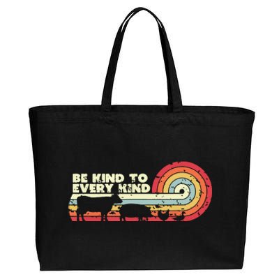 Be Kind To Every Kind Vegan Vegetarian Retro Tee Cotton Canvas Jumbo Tote