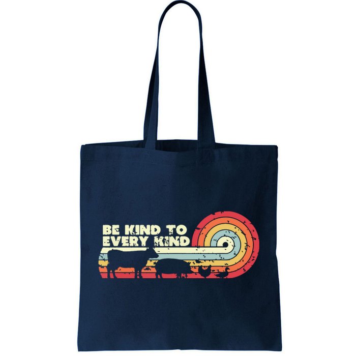 Be Kind To Every Kind Vegan Vegetarian Retro Tee Tote Bag