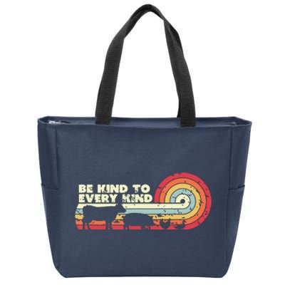 Be Kind To Every Kind Vegan Vegetarian Retro Tee Zip Tote Bag