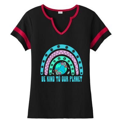 Be Kind To Our Planet Ecology Wildlife Ecosystem Outdoor Cool Gift Ladies Halftime Notch Neck Tee