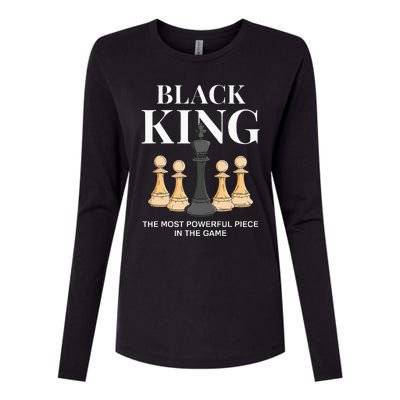 Black King The Most Powerful Piece In The Game Chess Womens Cotton Relaxed Long Sleeve T-Shirt