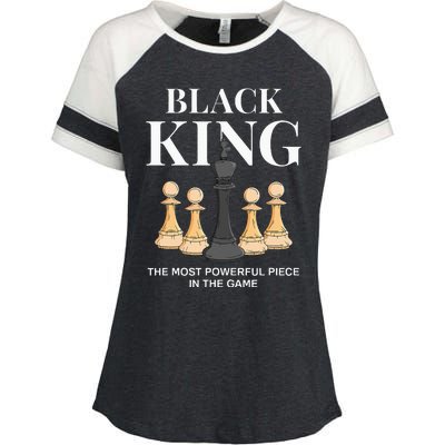 Black King The Most Powerful Piece In The Game Chess Enza Ladies Jersey Colorblock Tee