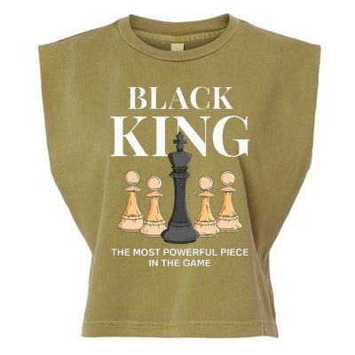 Black King The Most Powerful Piece In The Game Chess Garment-Dyed Women's Muscle Tee