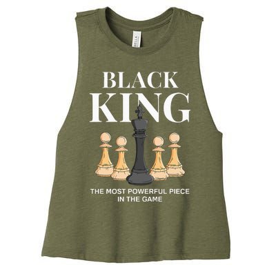 Black King The Most Powerful Piece In The Game Chess Women's Racerback Cropped Tank