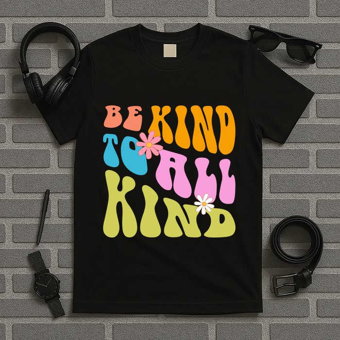 Be Kind To All Kind Colorful Retro Quote T-Shirt